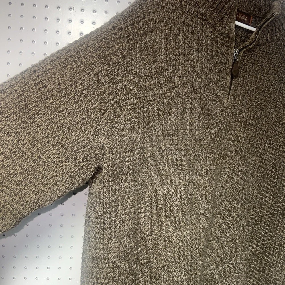 Tasso Elba pullover mens sweater adult XL quarter‎ zip high neck Tan